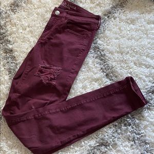 American eagle mid rise maroon jegging 6 x-long